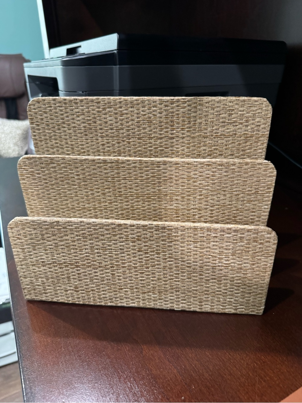 Woven Natural Rattan Desk Organizer - Neutral Beige by threshold / office / desk